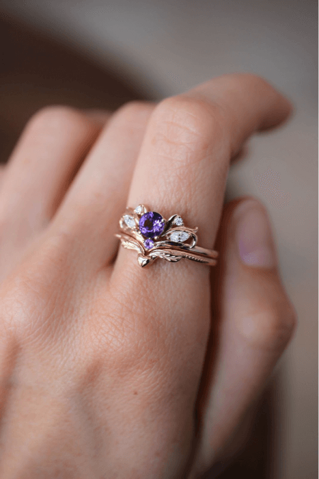 VintageArt Deco style Amethyst engagement rings set - Pinterest