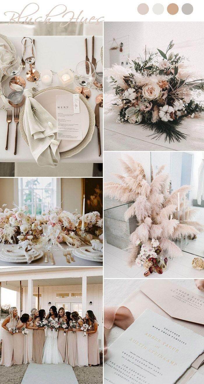 The combination of neutral colors creates a poetic scene on your big day. - Pinterest