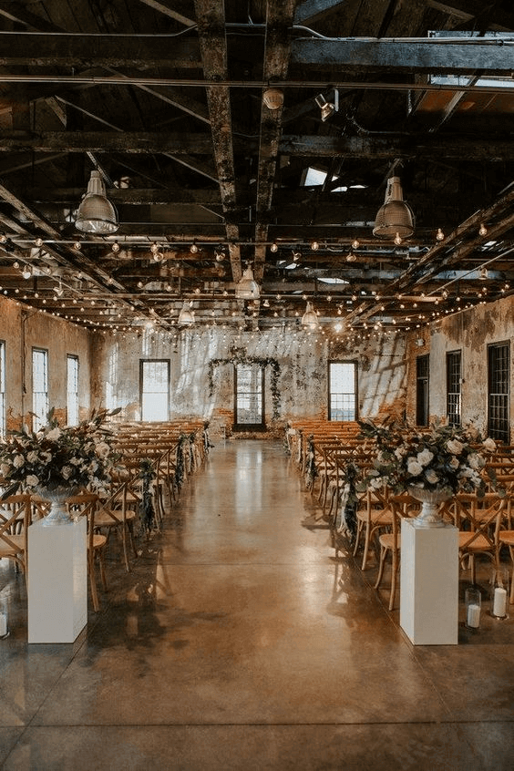 Rustic indoor wedding venue - Pinterest