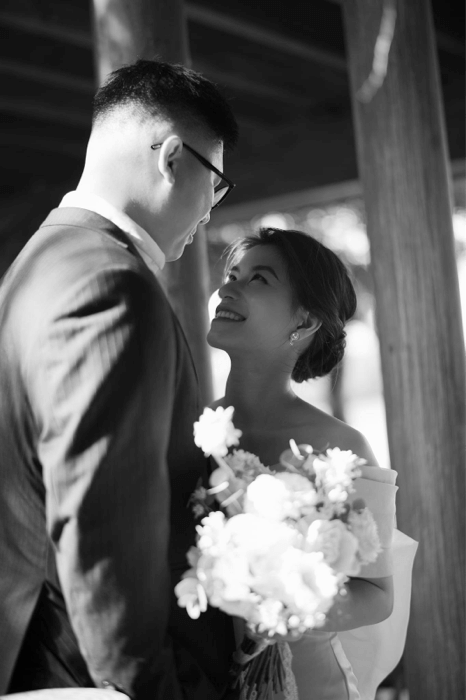 Huk Studio's B&W wedding photo. - Facebook