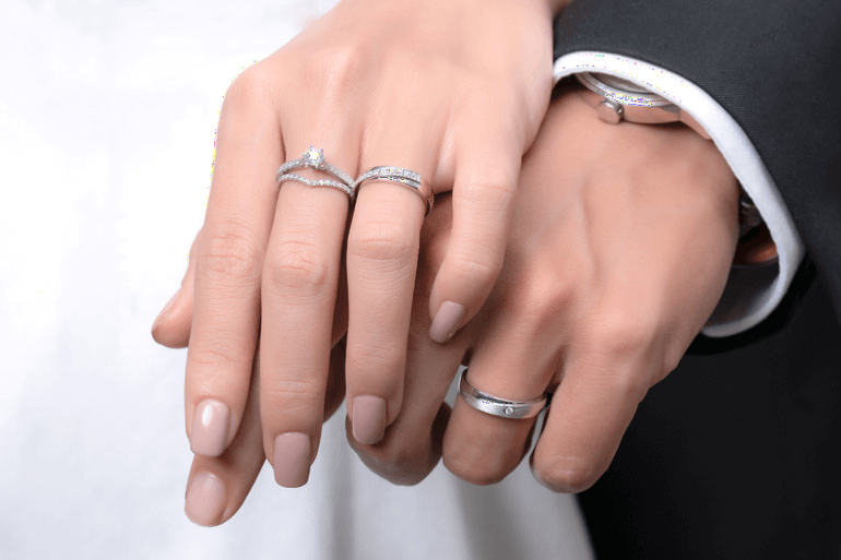 An engagement and a wedding ring - a perfectly matched pair