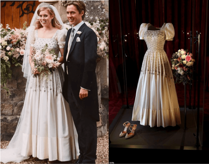 Cùng trong năm trước, công Nương Beatrice của xứ York cũng đã khoác lên mình chiếc váy đính đá lấp lánh vào lễ cưới của mình năm ngoái  - Pinterest