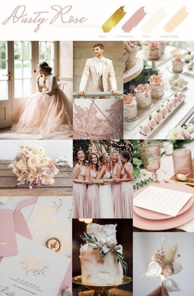 Dusty rose combines with white and gold give us a very pleasant visual effect. - Pinterest