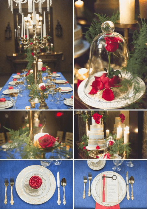 Table decoration inspired by Beauty and the Beast - Pinterest