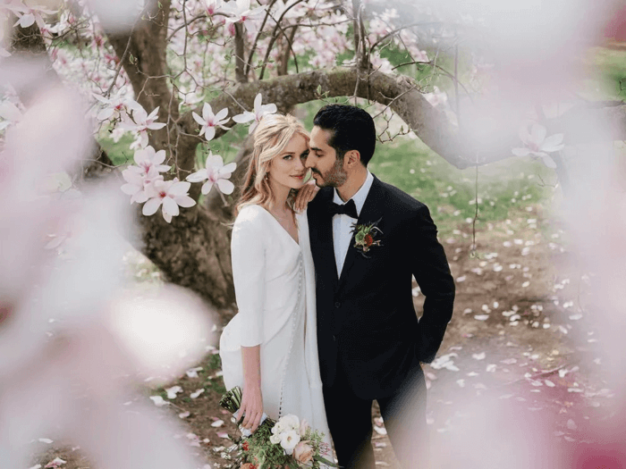 Elizabeth Lail and Nieku Manshadi decided to hold a private wedding in their backyard. - Facebook