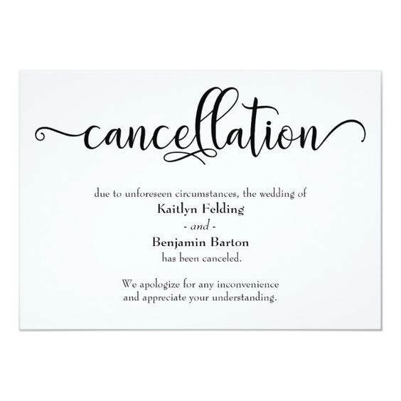Wedding cancellation announcement is a common practice - Pinterest